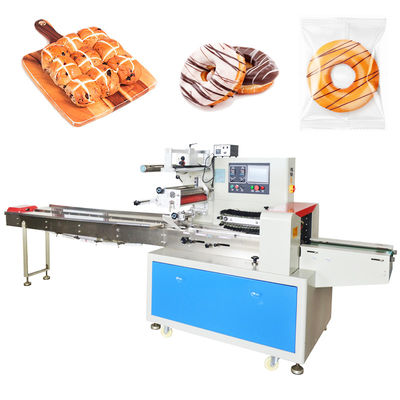 2Máquina de embalaje de almohada de flujo de empaquetador de.5KW para rosquillas horneadas con relleno de nitrógeno