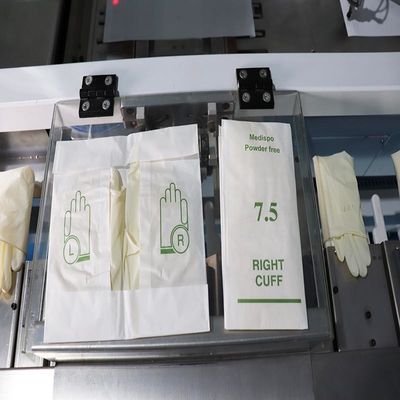 Máquina de envoltura de guantes quirúrgicos con accionamiento por servo para bolsillo de papel